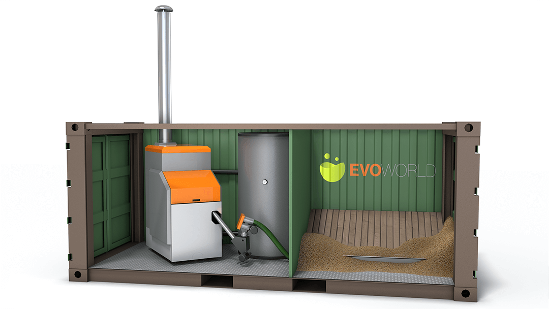 3d visualisation of pellet oven and container exterior for evoworld by smartcg